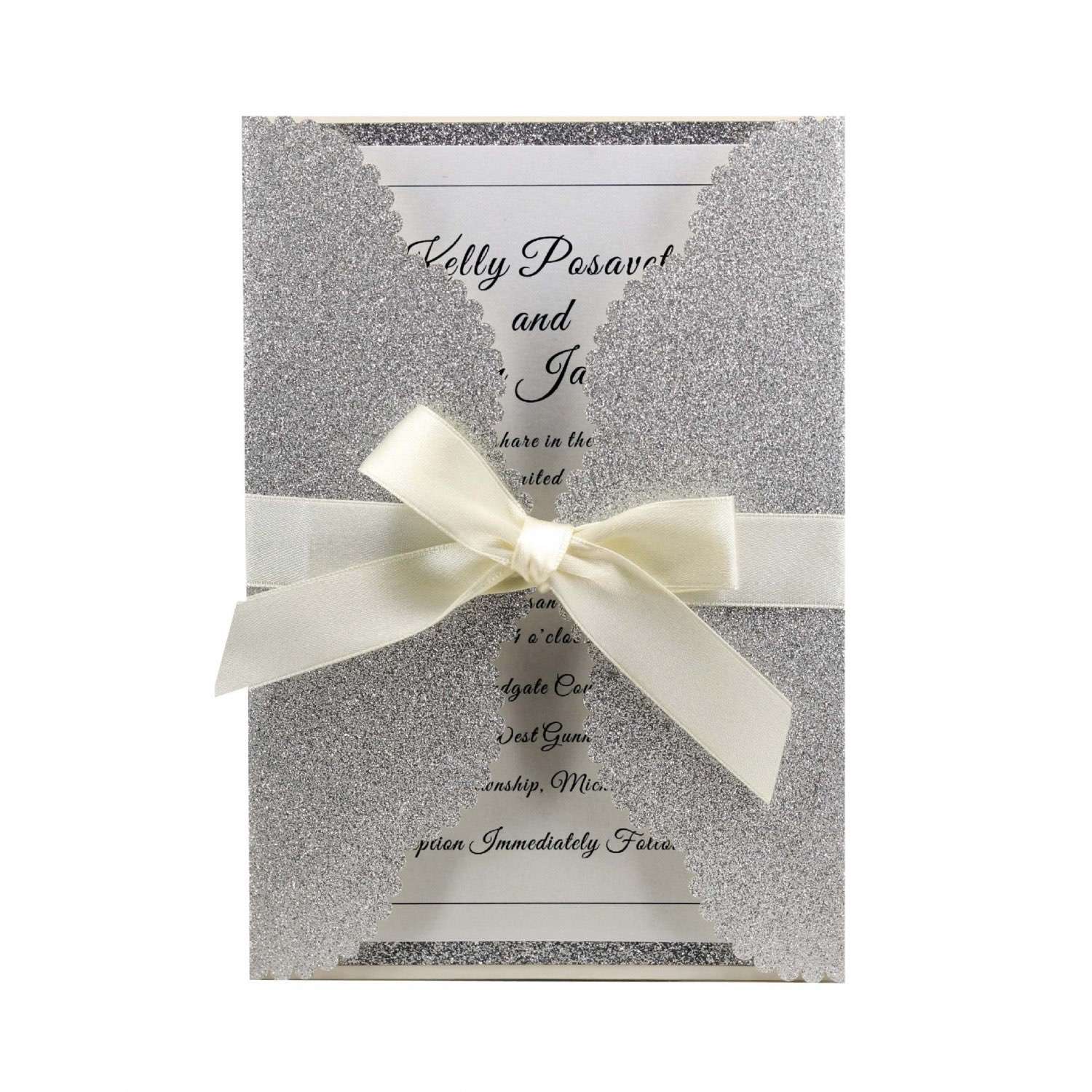 Elegant Invitation Card Slap-up Invitation Laser Cut Glitter Paper Holiday Card